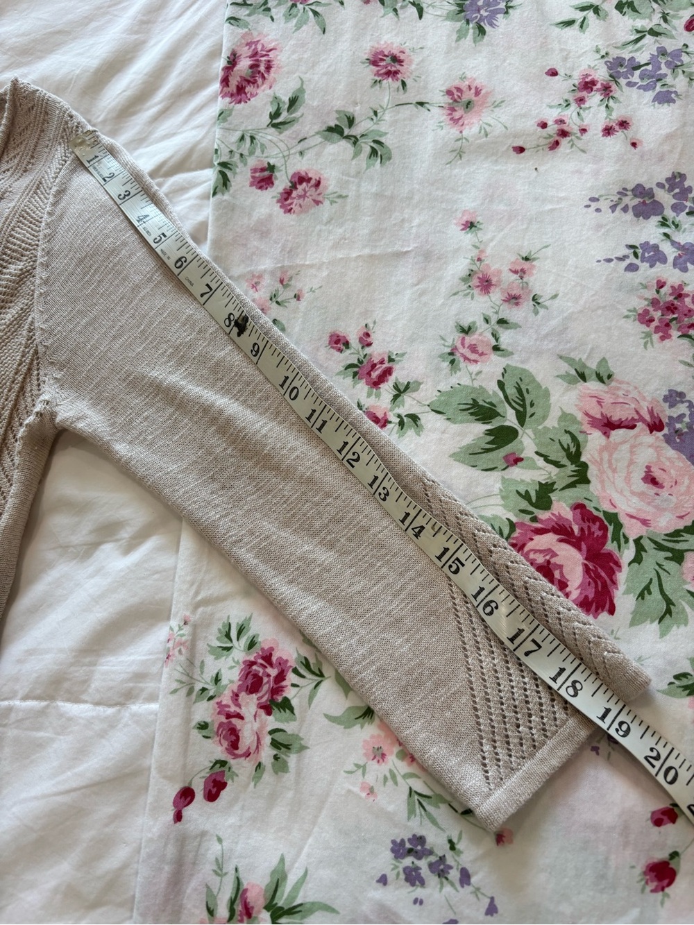 Charter Club Sz S Cream Pointelle Knit Cardigan Cotton Delicate 3/4 Sleeve - Picture 9 of 11